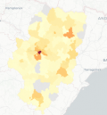 Teruel comunica 318 contagios, 97 menos que la semana anterior y la capital lidera los positivos con 105