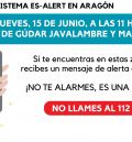 El 112 Aragón prueba este jueves en el Maestrazgo y Gúdar-Javalambre el sistema ES-Alert de envío de alertas masivas a la población