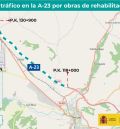 El tráfico entre Teruel y Santa Eulalia se desviará a partir del lunes por obras en la autovía A‐23