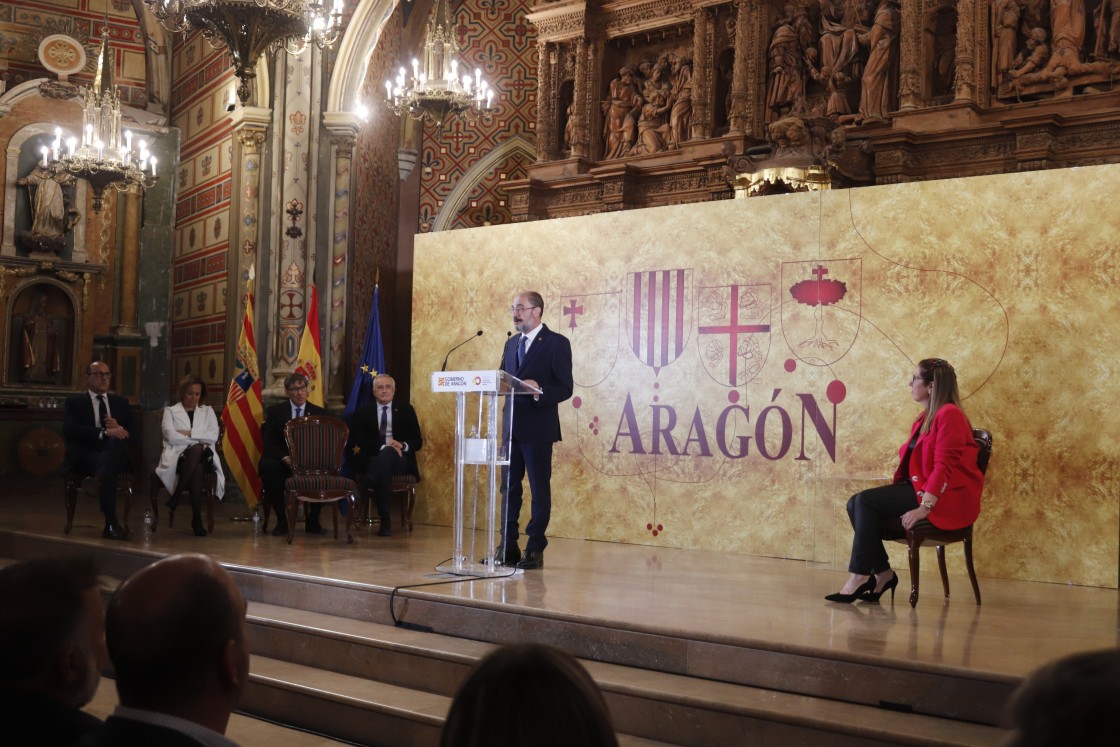 Un momento del discurso del presidente de Aragón