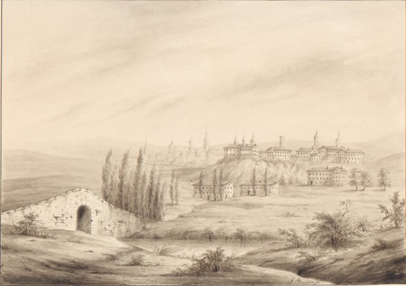Dibujo de J. Buitrago en el Plano de Teruel y sus inmediaciones, en primer plano el puente del Cubo, 1842 Cartoteca de Centro Geográfico del Ejército