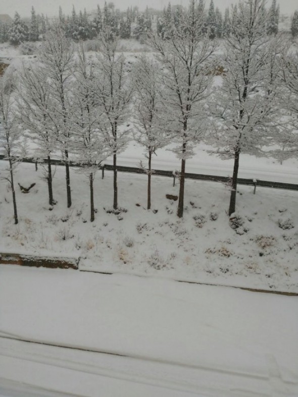 En Cantavieja la nieve también ha cubierto todo por un manto blanco