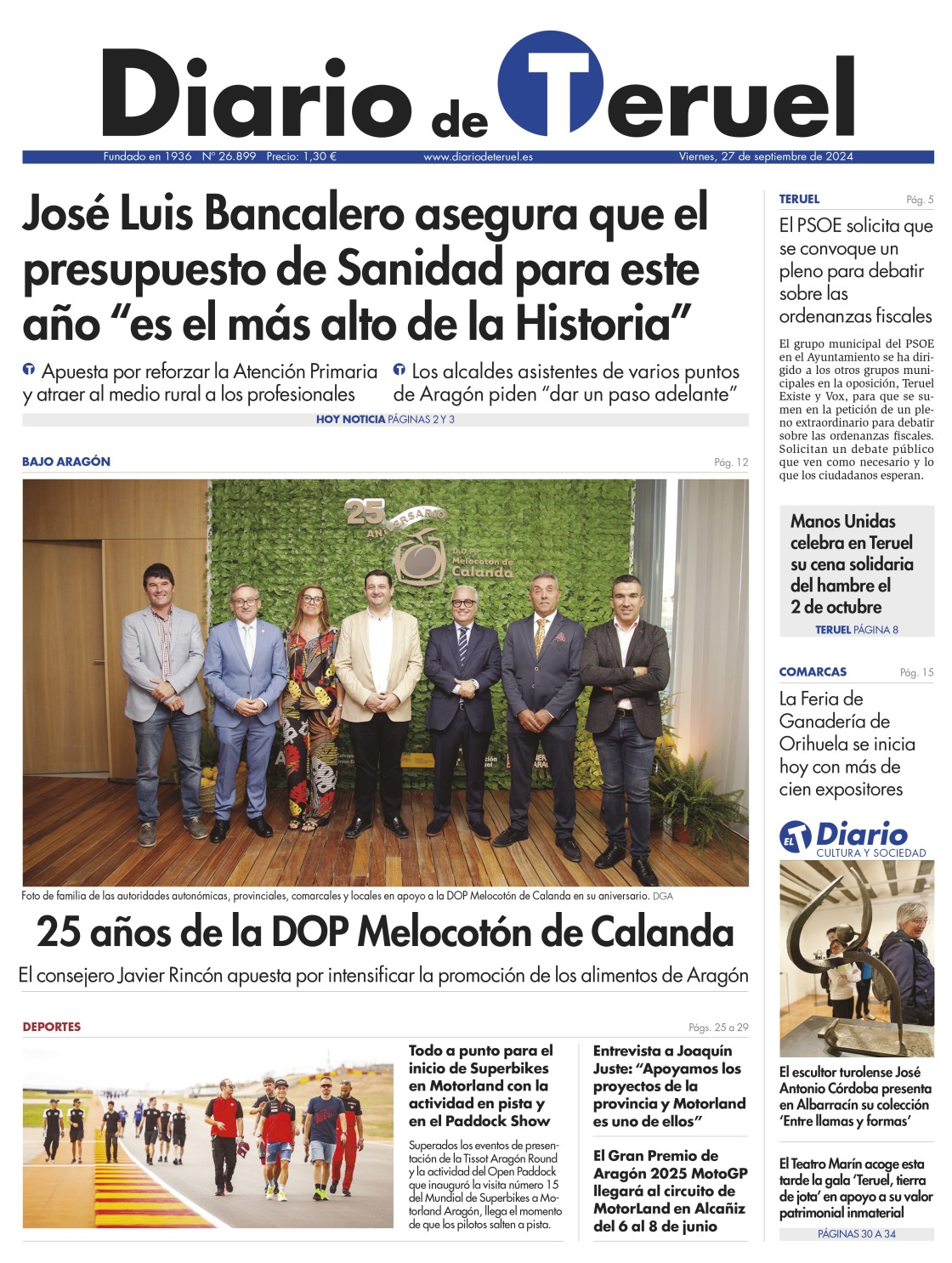 Portada Diario de Teruel