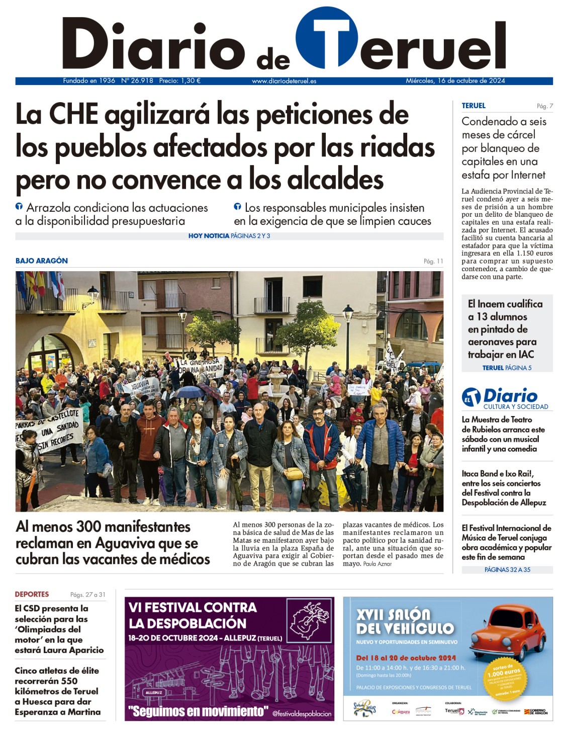 Portada Diario de Teruel