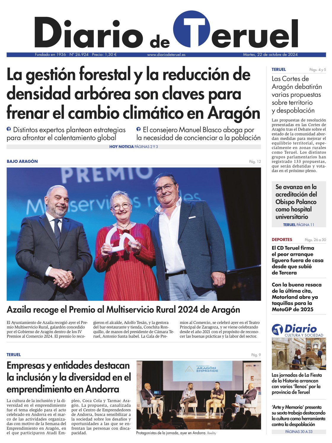 Portada Diario de Teruel