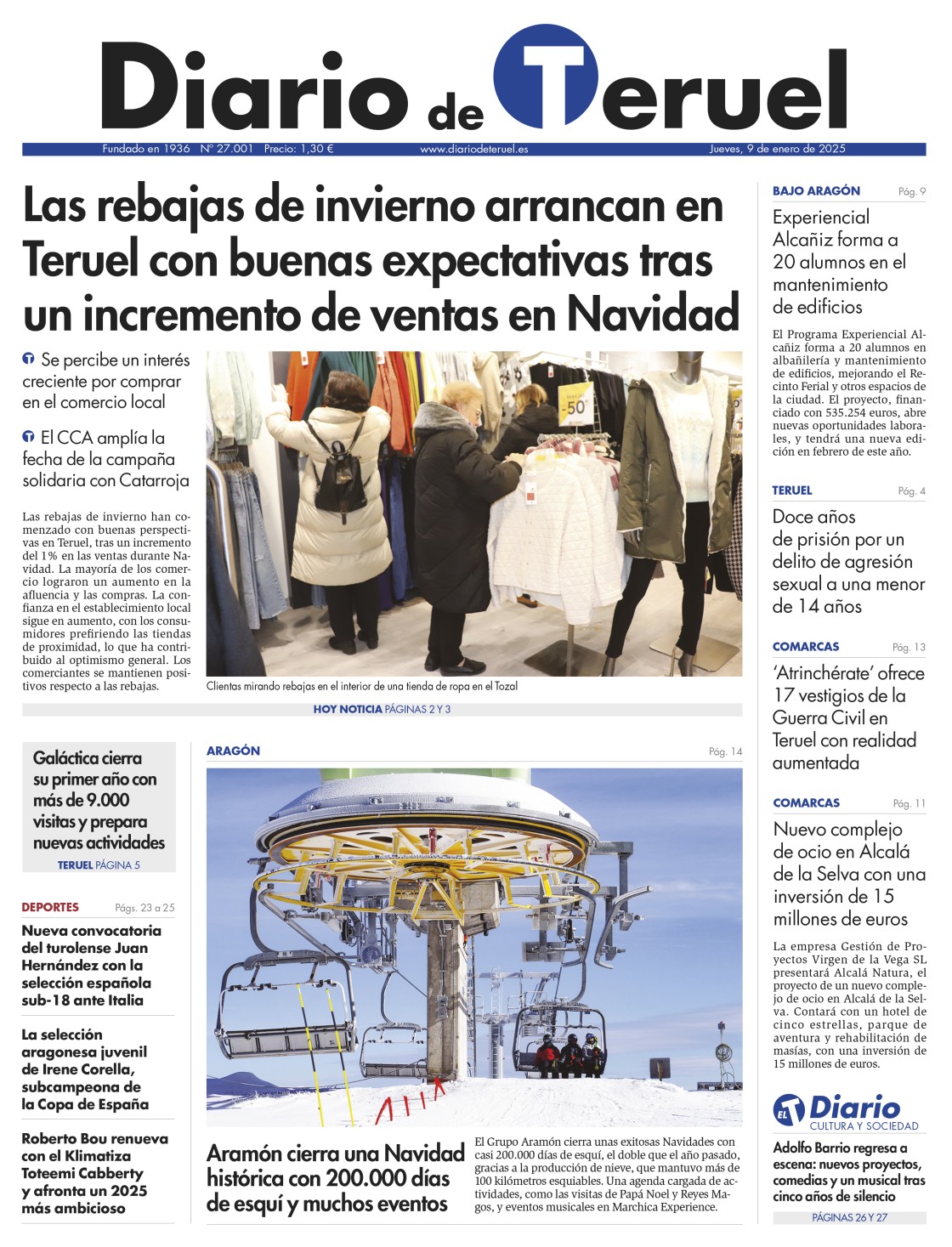 Portada Diario de Teruel